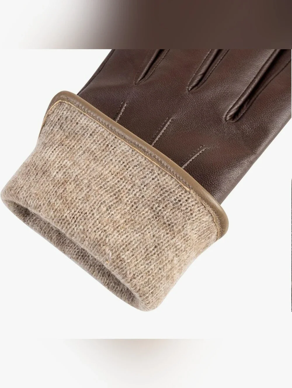 2XL Brown Leather Gloves Warm Cashmere Lining Touchscreen Autumn Fall Winter